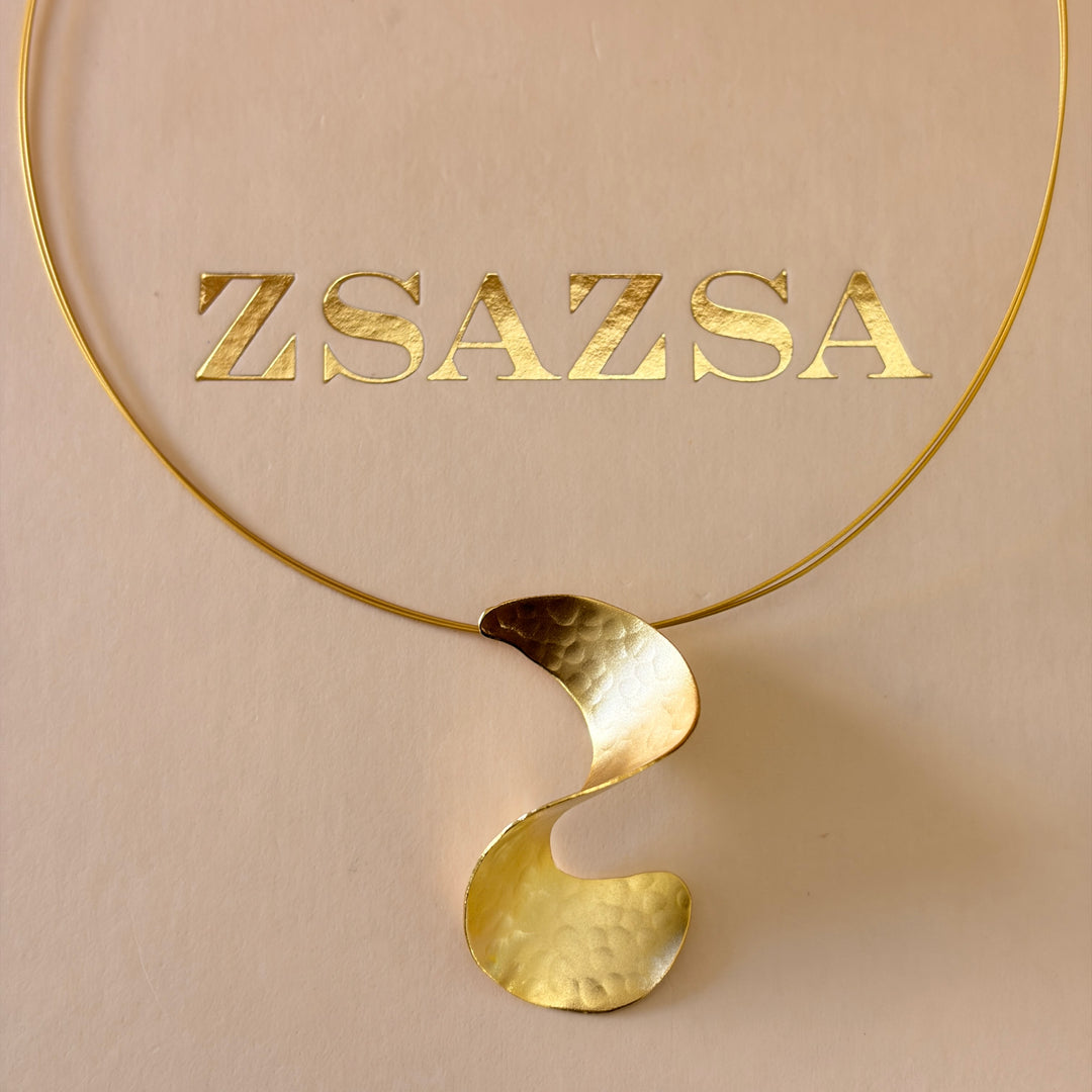Handmade Warped Gold Necklace | Gold Plated | ZsaZsa