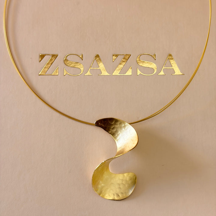 Handmade Warped Gold Necklace | Gold Plated | ZsaZsa