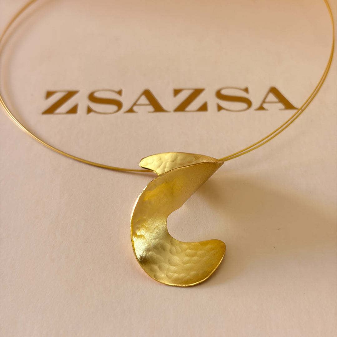 Handmade Warped Gold Necklace | Gold Plated | ZsaZsa