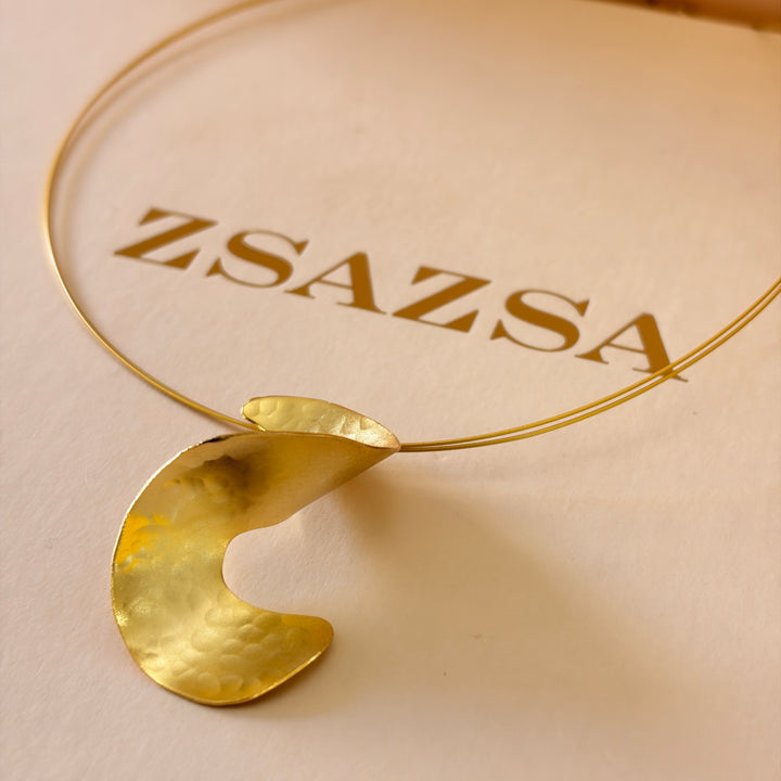 Handmade Warped Gold Necklace | Gold Plated | ZsaZsa