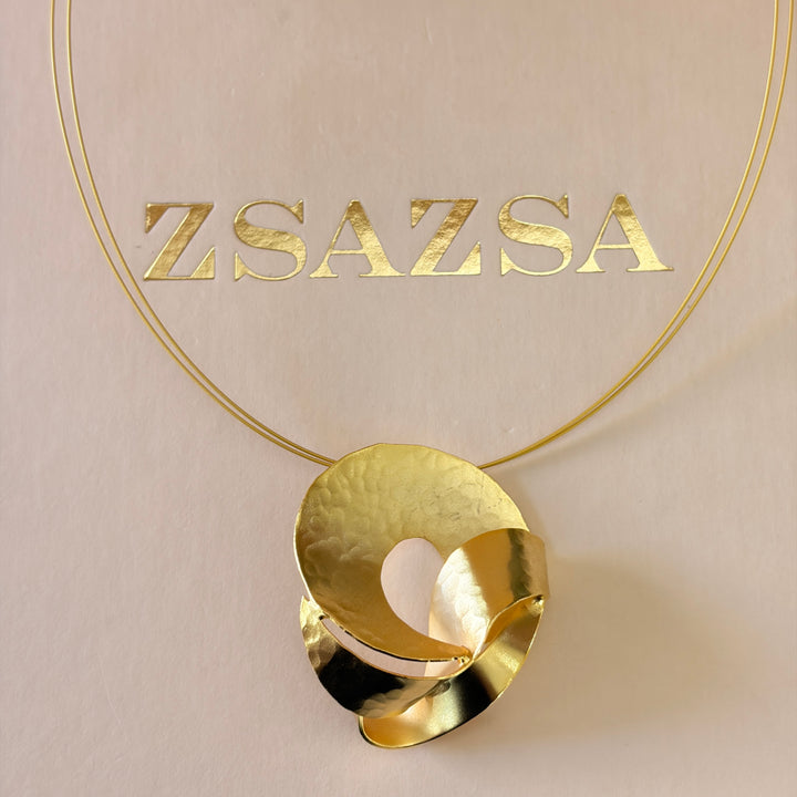 Handmade Circle with a Twist Gold Necklace | Gold Plated | ZsaZsa