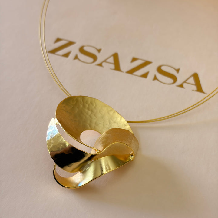 Handmade Circle with a Twist Gold Necklace | Gold Plated | ZsaZsa