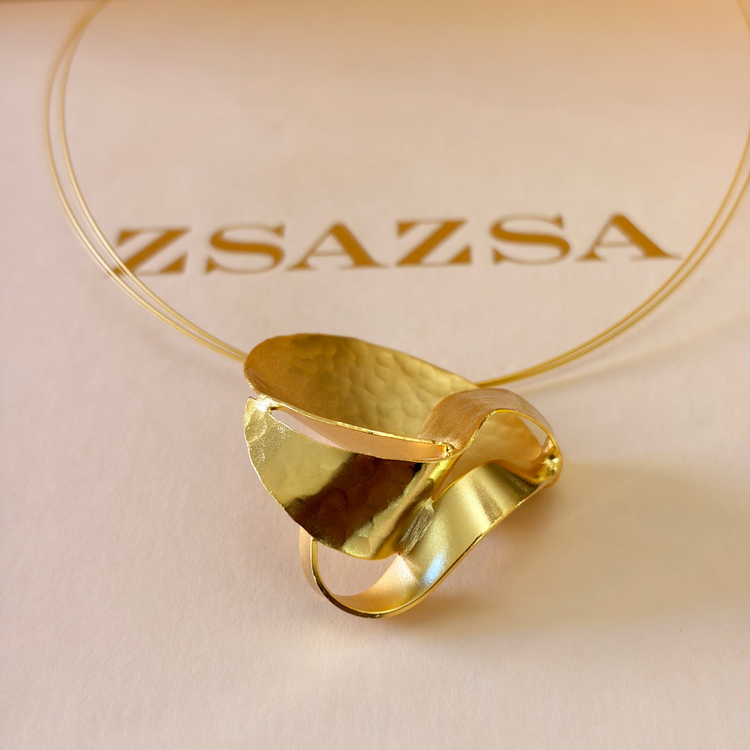 Handmade Circle with a Twist Gold Necklace | Gold Plated | ZsaZsa