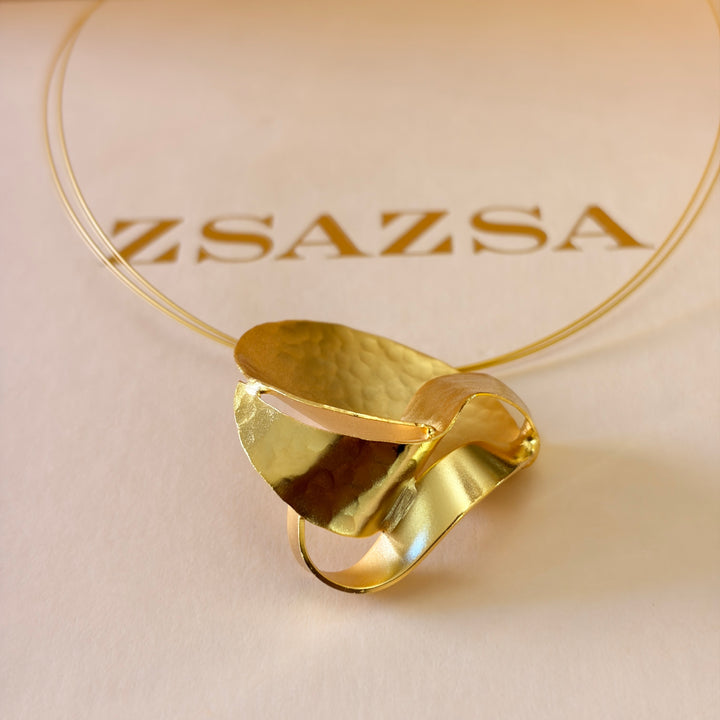 Handmade Circle with a Twist Gold Necklace | Gold Plated | ZsaZsa