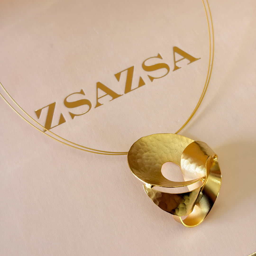 Handmade Circle with a Twist Gold Necklace | Gold Plated | ZsaZsa