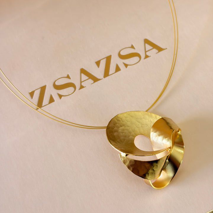 Handmade Circle with a Twist Gold Necklace | Gold Plated | ZsaZsa