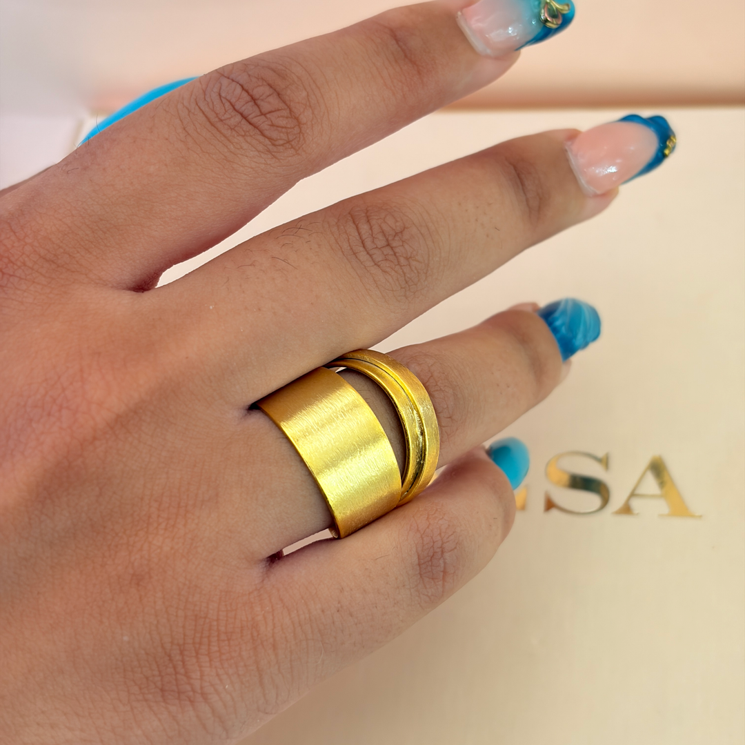 Handmade Wide Band Ring | Gold Plated | ZsaZsa