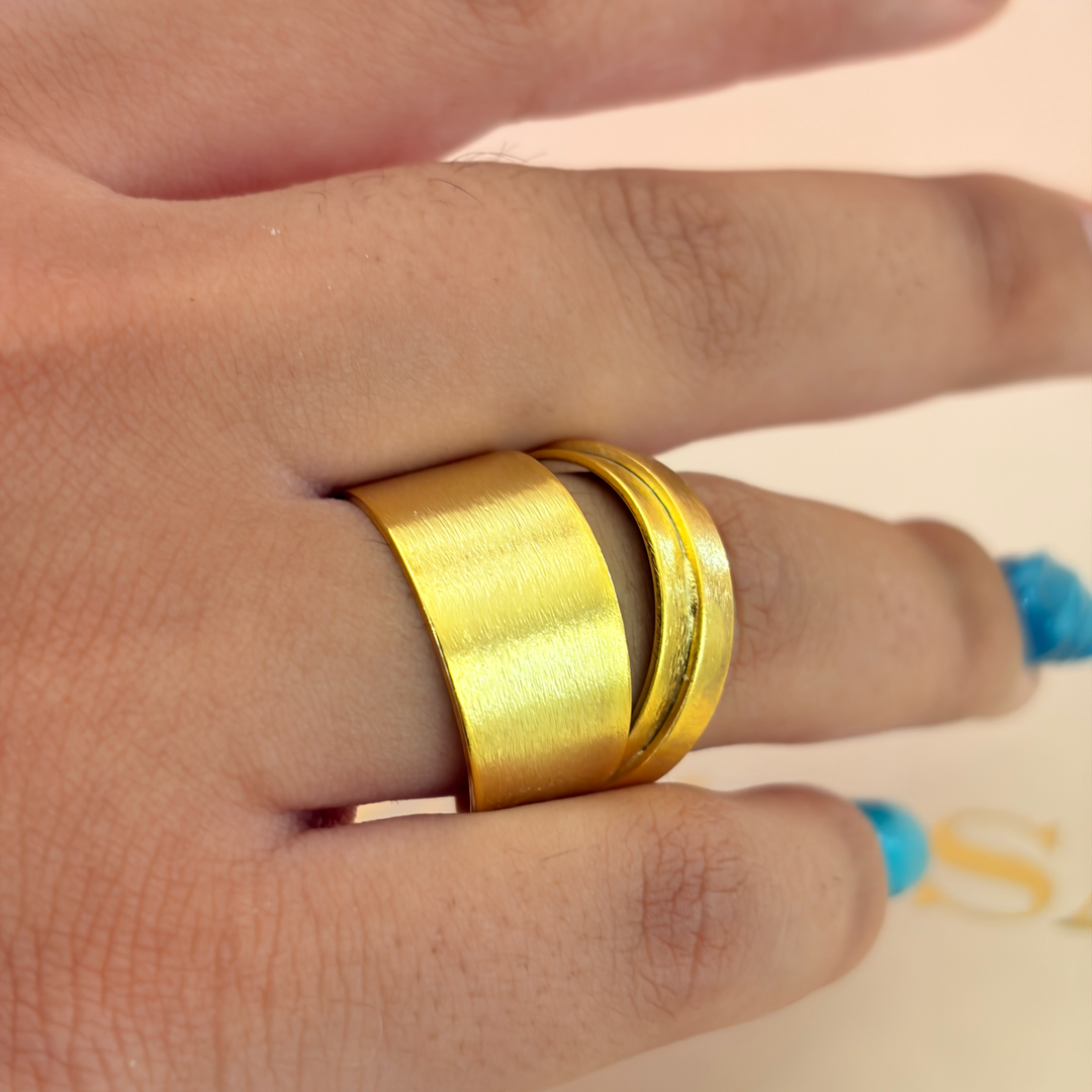 Handmade Wide Band Ring | Gold Plated | ZsaZsa