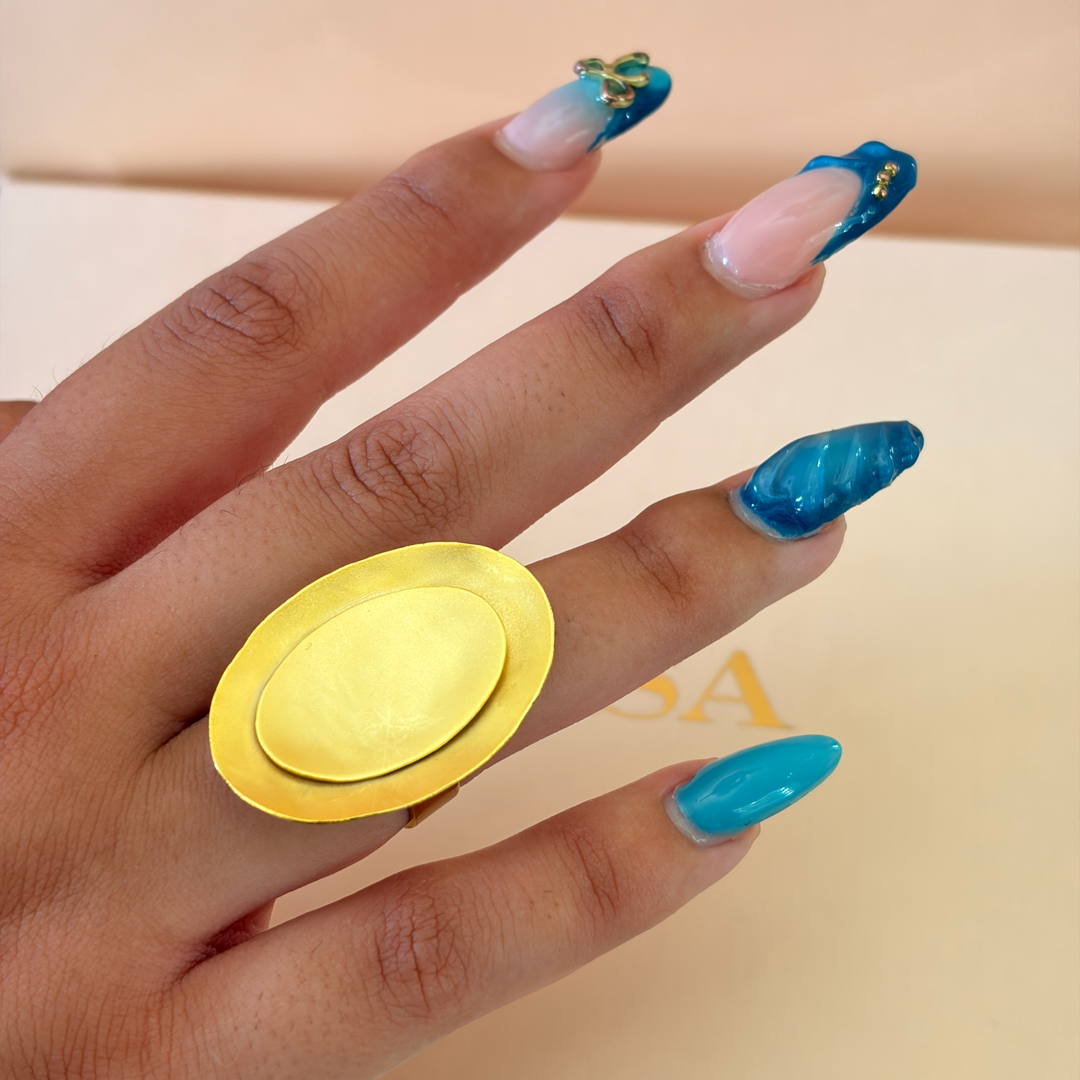 Handmade Double Oval Ring | Gold Plated | ZsaZsa