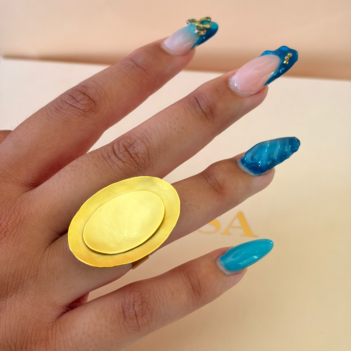 Handmade Double Oval Ring | Gold Plated | ZsaZsa