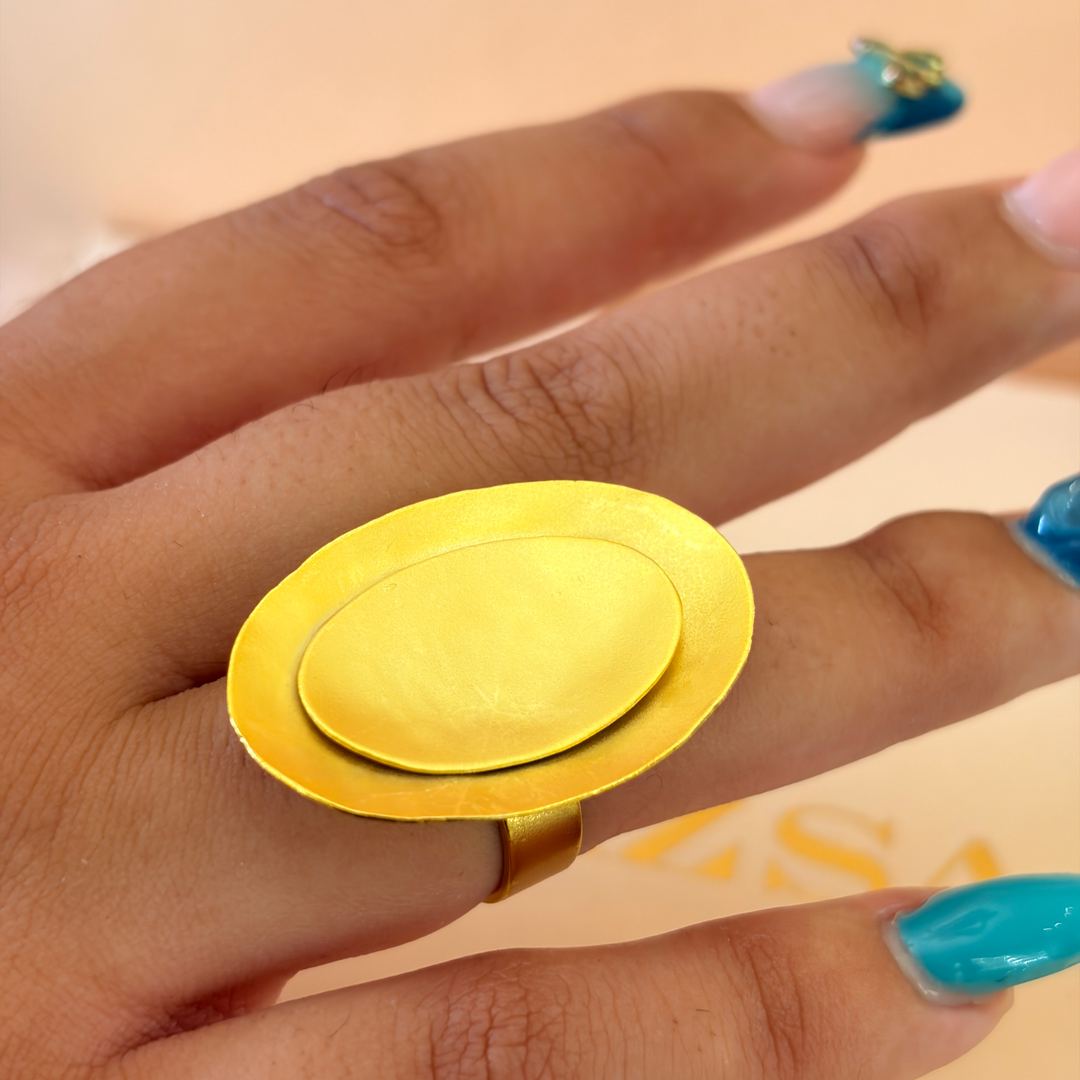 Handmade Double Oval Ring | Gold Plated | ZsaZsa