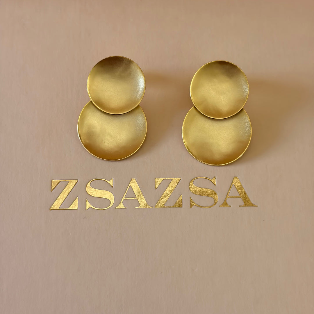 Handmade Double Circle Gold Earrings  | Gold Plated | ZsaZsa