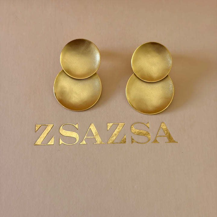 Handmade Double Circle Gold Earrings  | Gold Plated | ZsaZsa
