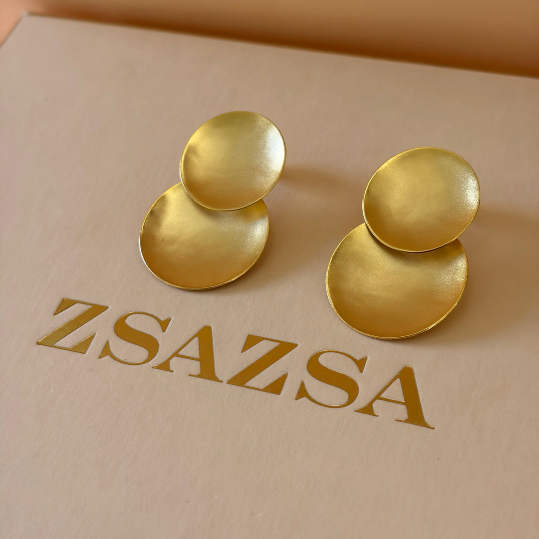 Handmade Double Circle Gold Earrings  | Gold Plated | ZsaZsa