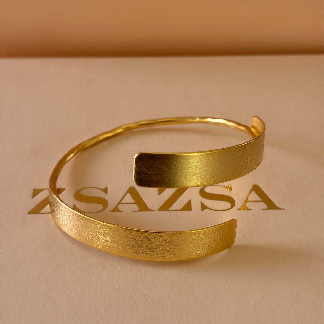 Handmade Simple Wrap Gold Bangle | Gold Plated | ZsaZsa