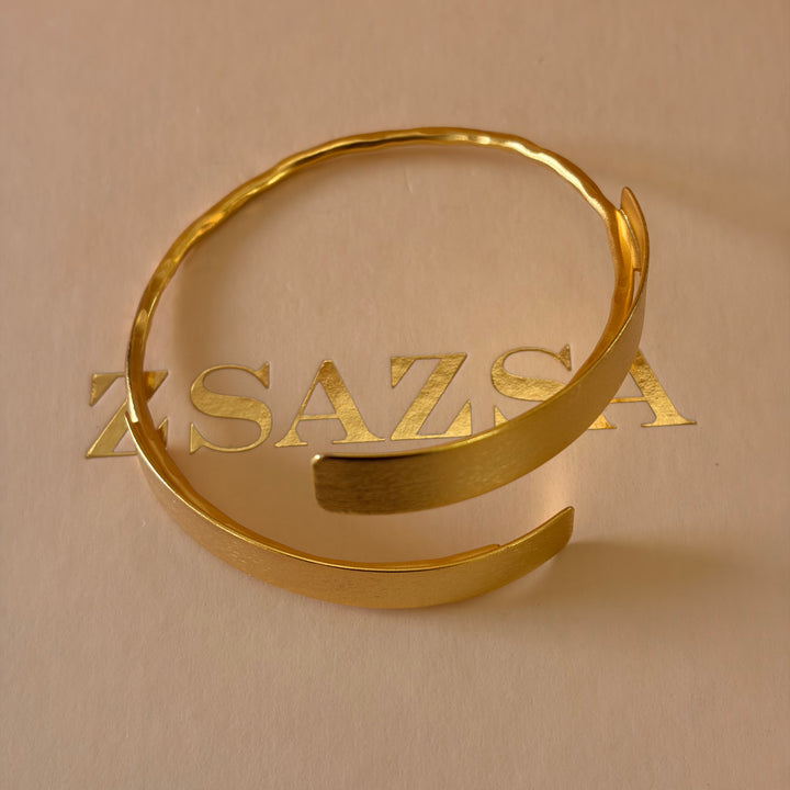 Handmade Simple Wrap Gold Bangle | Gold Plated | ZsaZsa