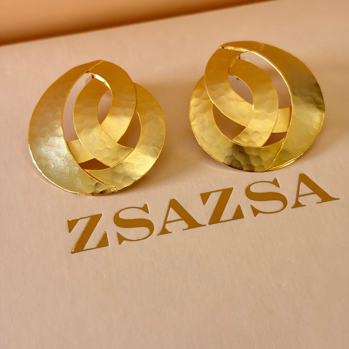 Handmade Geometric Spiral Circles Gold Set | Gold Plated | ZsaZsa