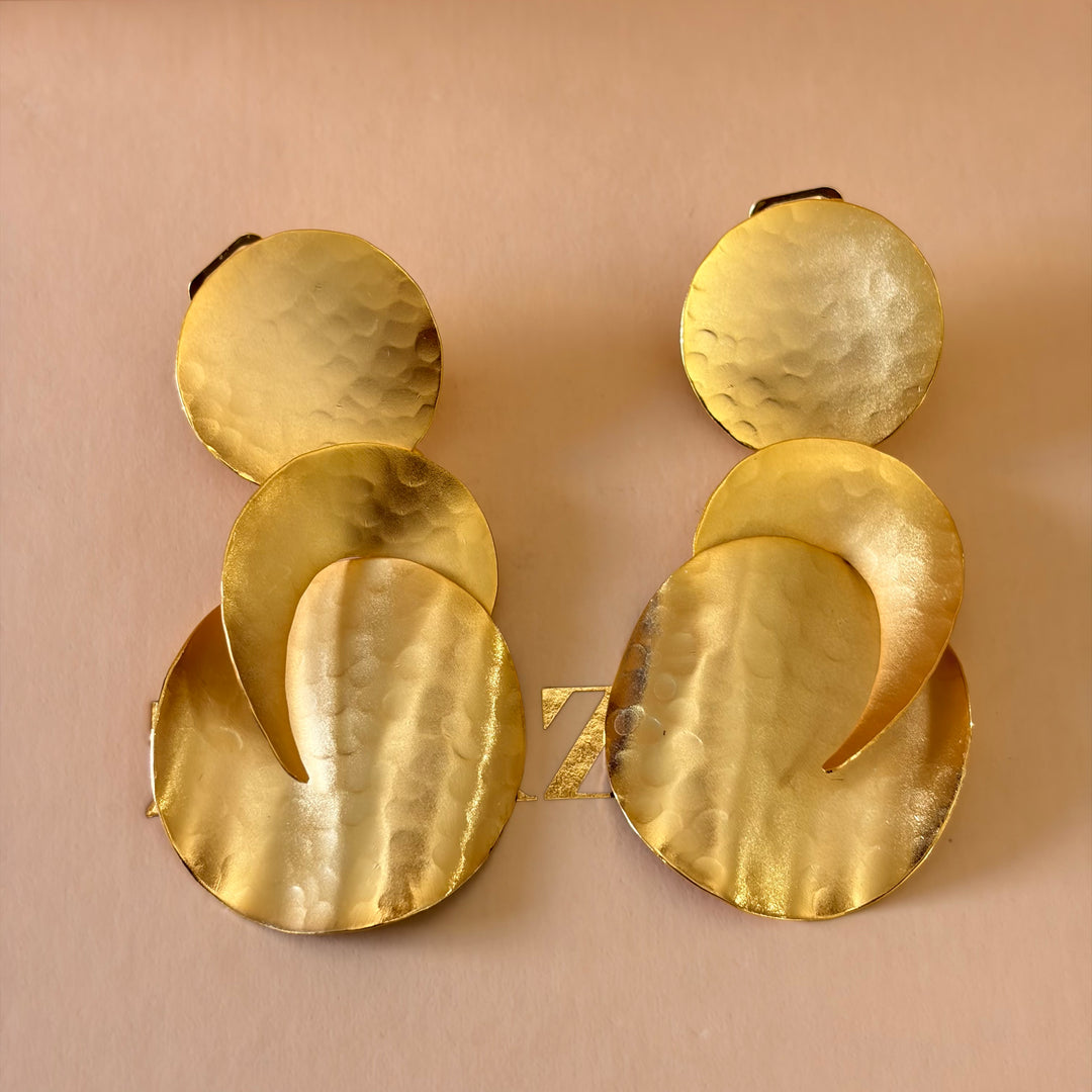 Handmade Abstract Layered Circles Gold Set | Gold Plated | ZsaZsa