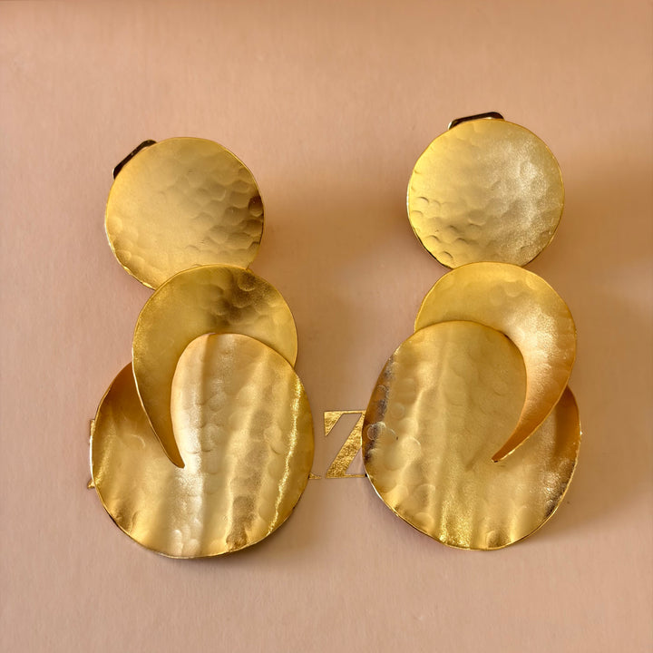Handmade Abstract Layered Circles Gold Set | Gold Plated | ZsaZsa