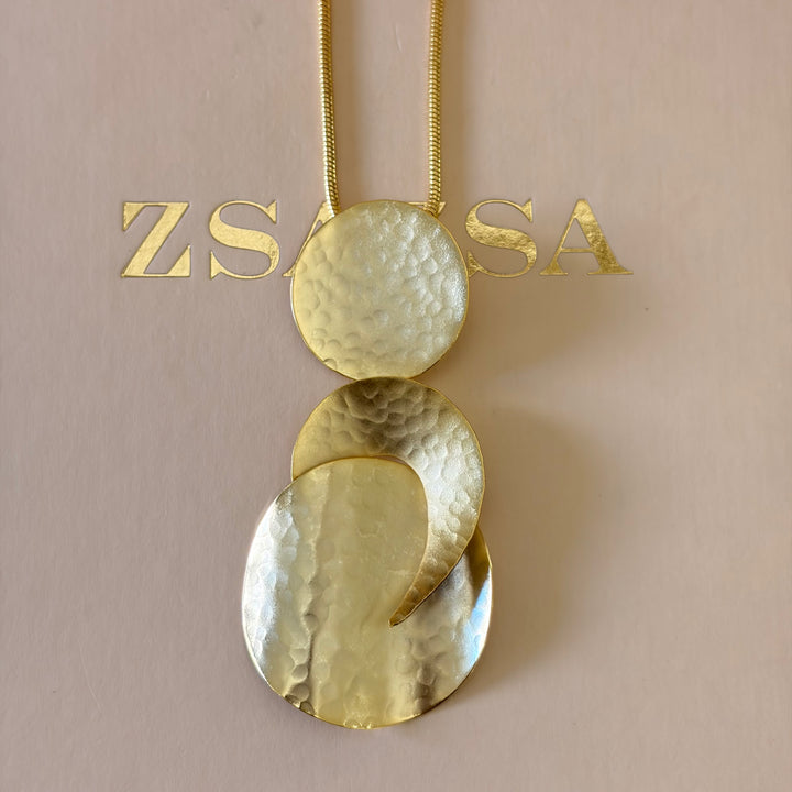 Handmade Abstract Layered Circles Gold Set | Gold Plated | ZsaZsa