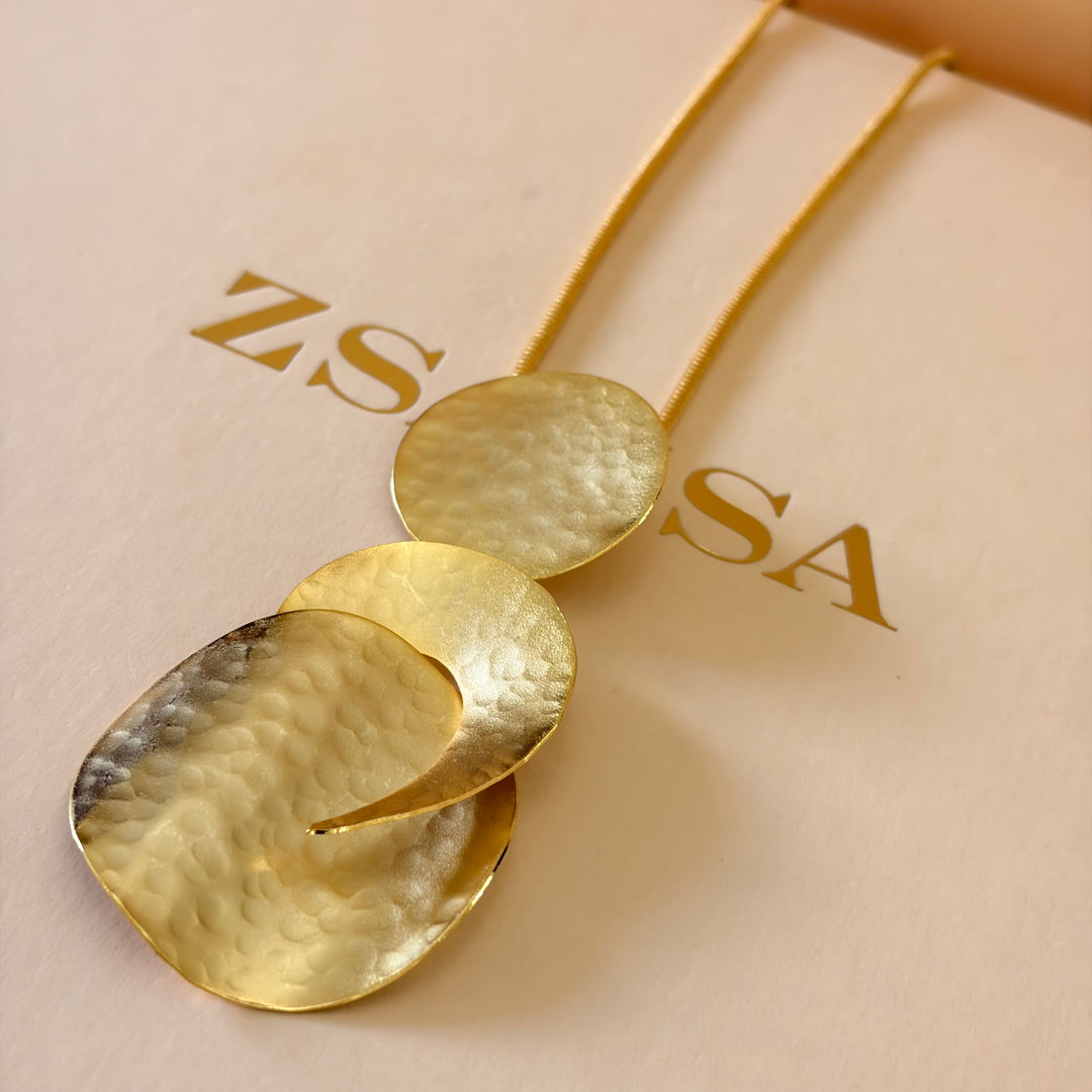 Handmade Abstract Layered Circles Gold Set | Gold Plated | ZsaZsa