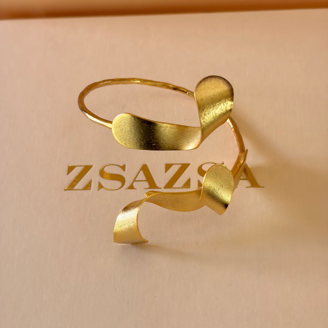 Handmade Twisted Curves Bangle | Gold Plated | ZsaZsa
