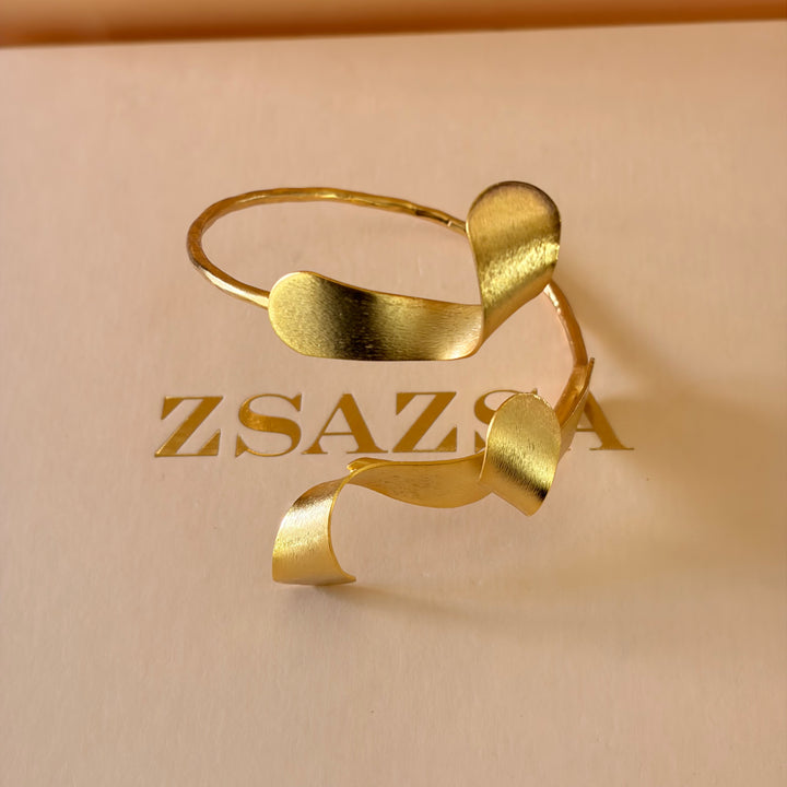 Handmade Twisted Curves Bangle | Gold Plated | ZsaZsa