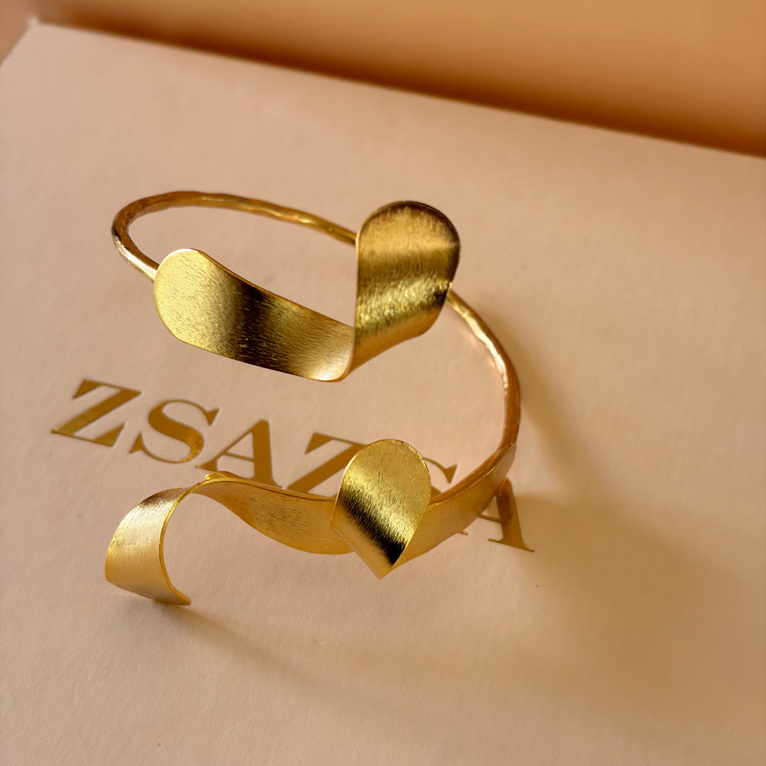 Handmade Twisted Curves Bangle | Gold Plated | ZsaZsa