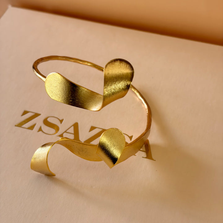 Handmade Twisted Curves Bangle | Gold Plated | ZsaZsa