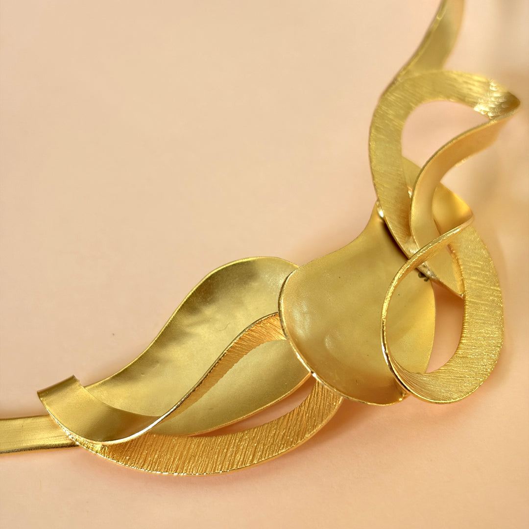 Handmade Layered Petal Necklace | Gold Plated | ZsaZsa