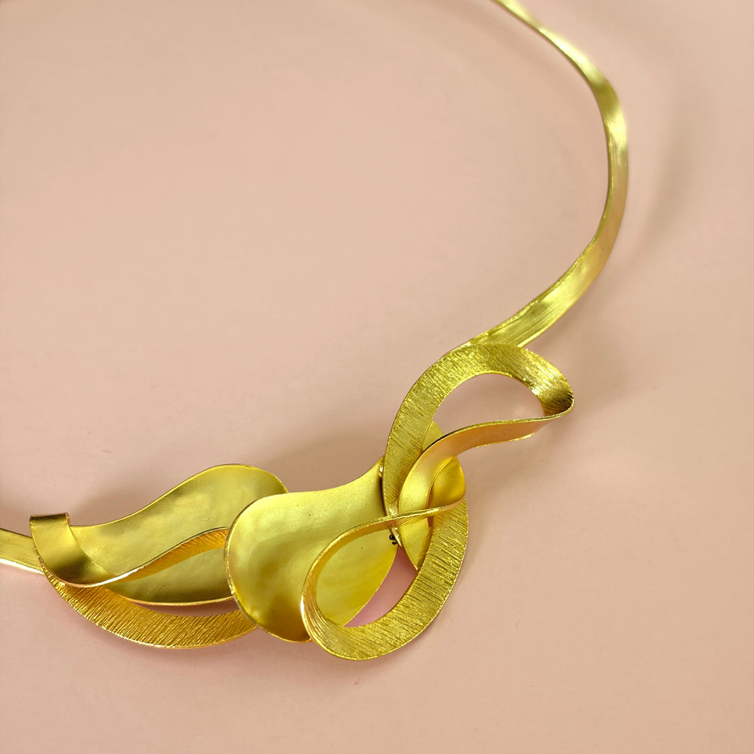 Handmade Layered Petal Necklace | Gold Plated | ZsaZsa
