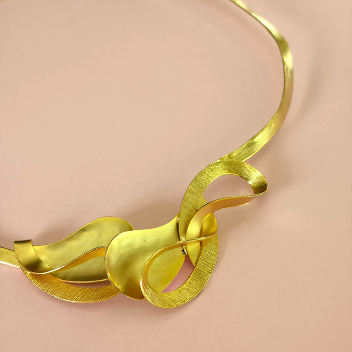 Handmade Layered Petal Necklace | Gold Plated | ZsaZsa