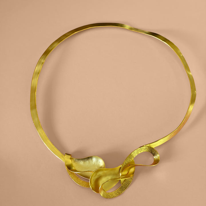 Handmade Layered Petal Necklace | Gold Plated | ZsaZsa