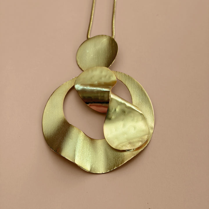 Handmade Hollow Abstract Circle Gold Necklace | Gold Plated | ZsaZsa