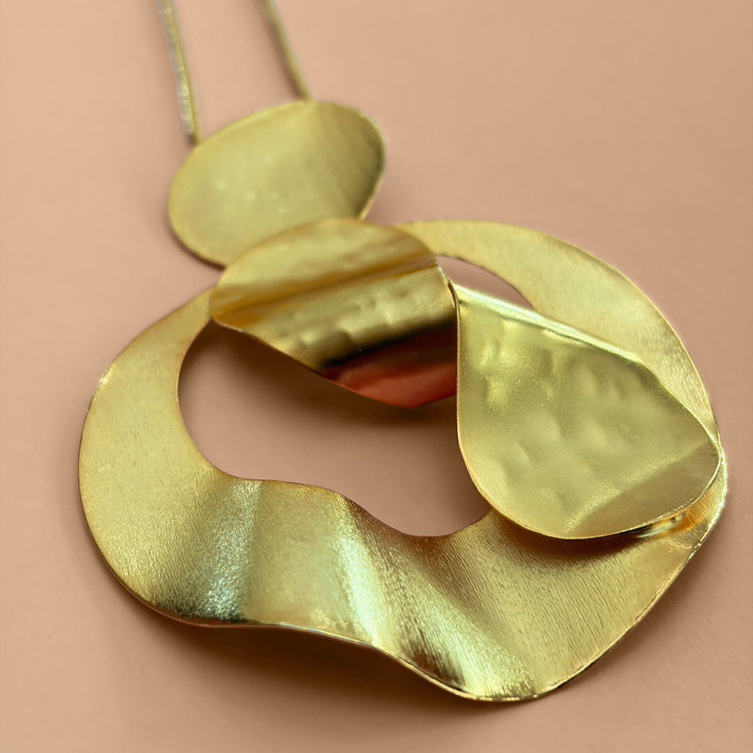 Handmade Hollow Abstract Circle Gold Necklace | Gold Plated | ZsaZsa
