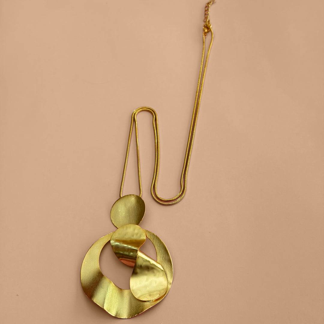 Handmade Hollow Abstract Circle Gold Necklace | Gold Plated | ZsaZsa