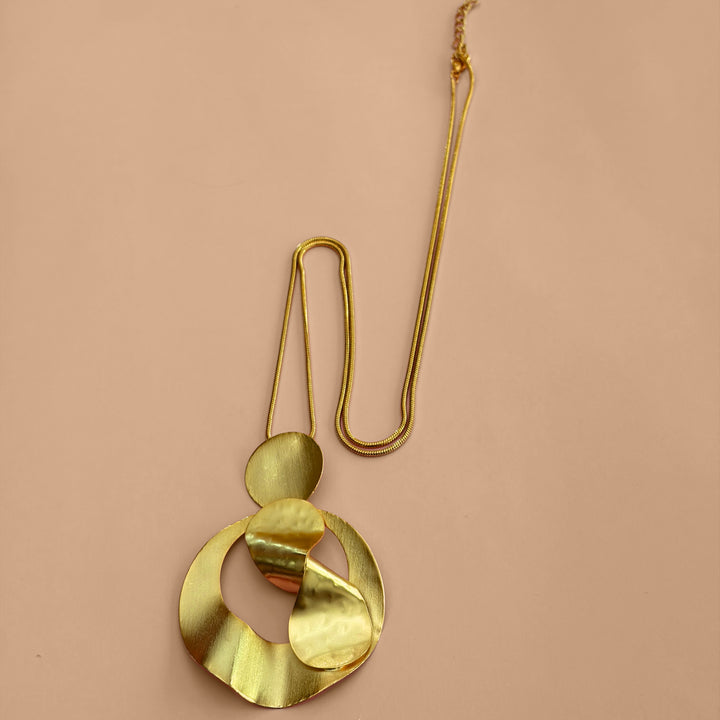 Handmade Hollow Abstract Circle Gold Necklace | Gold Plated | ZsaZsa