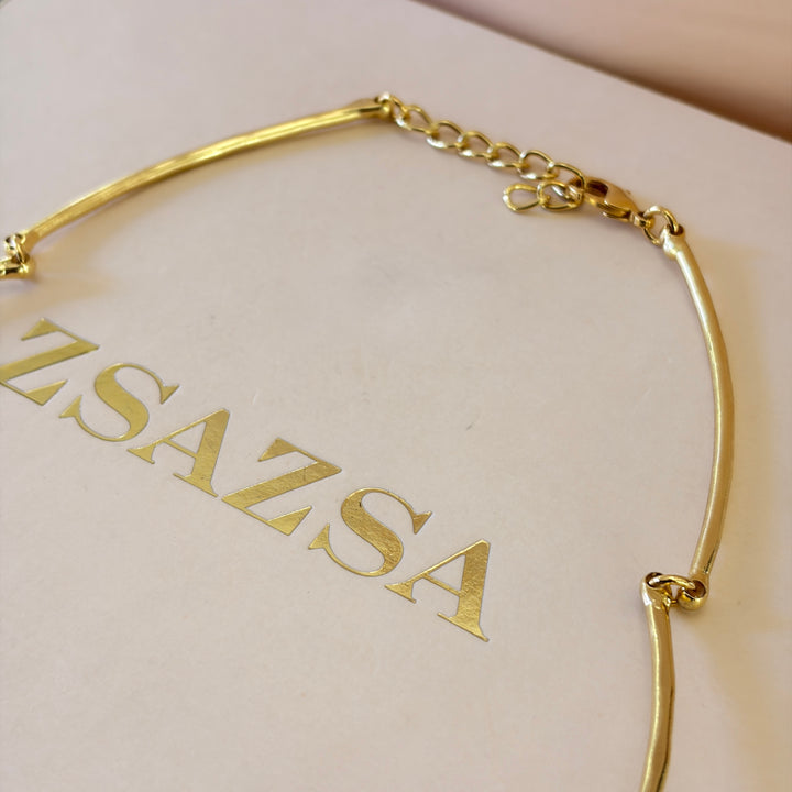Handmade Abstract Interlocked Circles Gold Necklace | Gold Plated | ZsaZsa