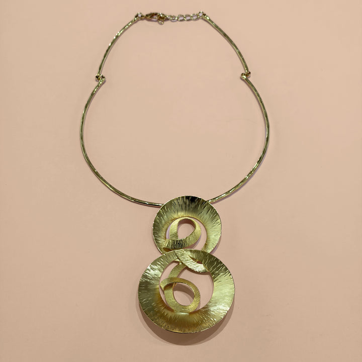 Handmade Abstract Interlocked Circles Gold Necklace | Gold Plated | ZsaZsa