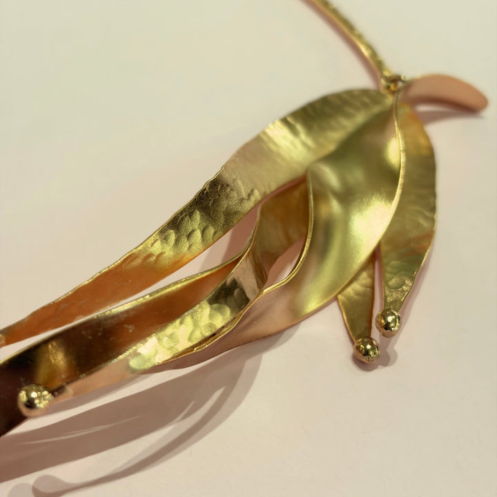 Handmade Layered Twisted Petal Gold Necklace | Gold Plated | ZsaZsa