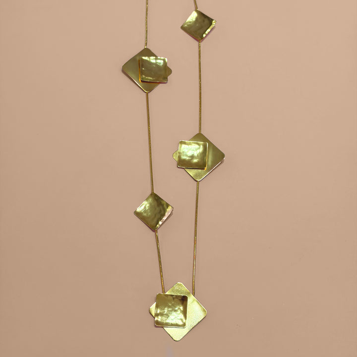 Handmade Simple Square Gold Earrings and Necklace Set | Gold Plated | ZsaZsa