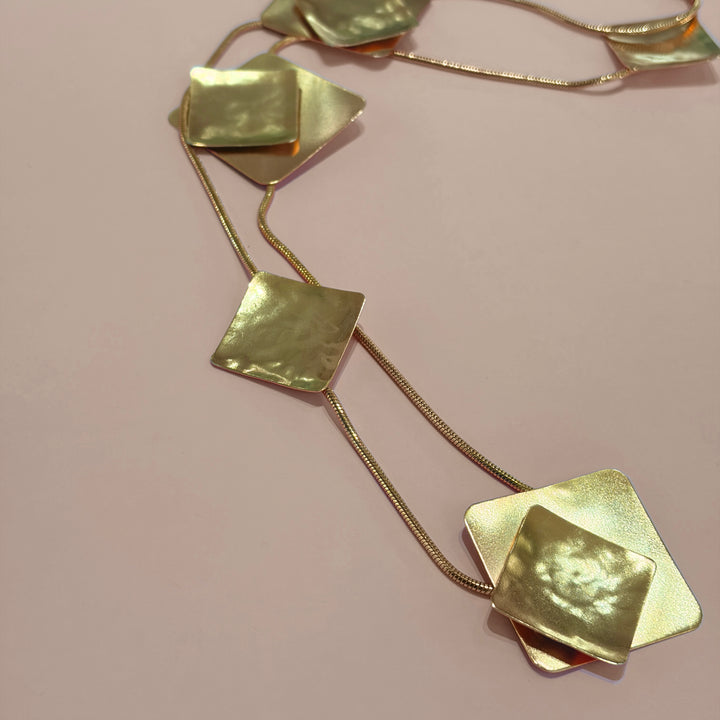 Handmade Simple Square Gold Earrings and Necklace Set | Gold Plated | ZsaZsa