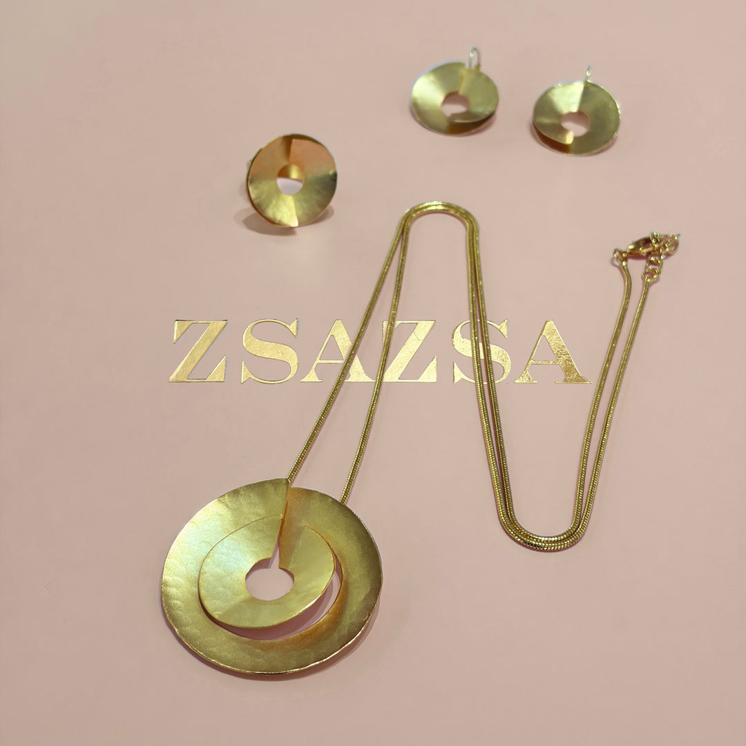 Handmade Intersecting Circles Gold Set | Gold Plated | ZsaZsa