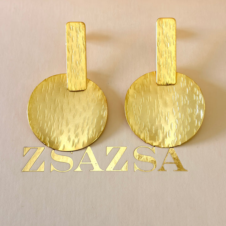 Handmade Geometrical Gold Earrings | Gold Plated | ZsaZsa