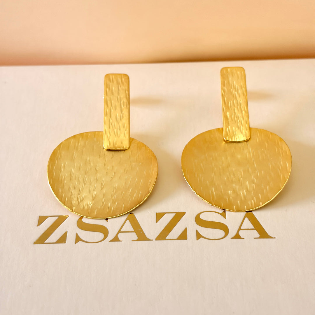 Handmade Geometrical Gold Earrings | Gold Plated | ZsaZsa