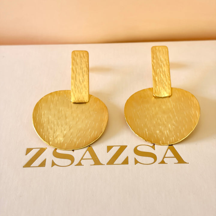 Handmade Geometrical Gold Earrings | Gold Plated | ZsaZsa