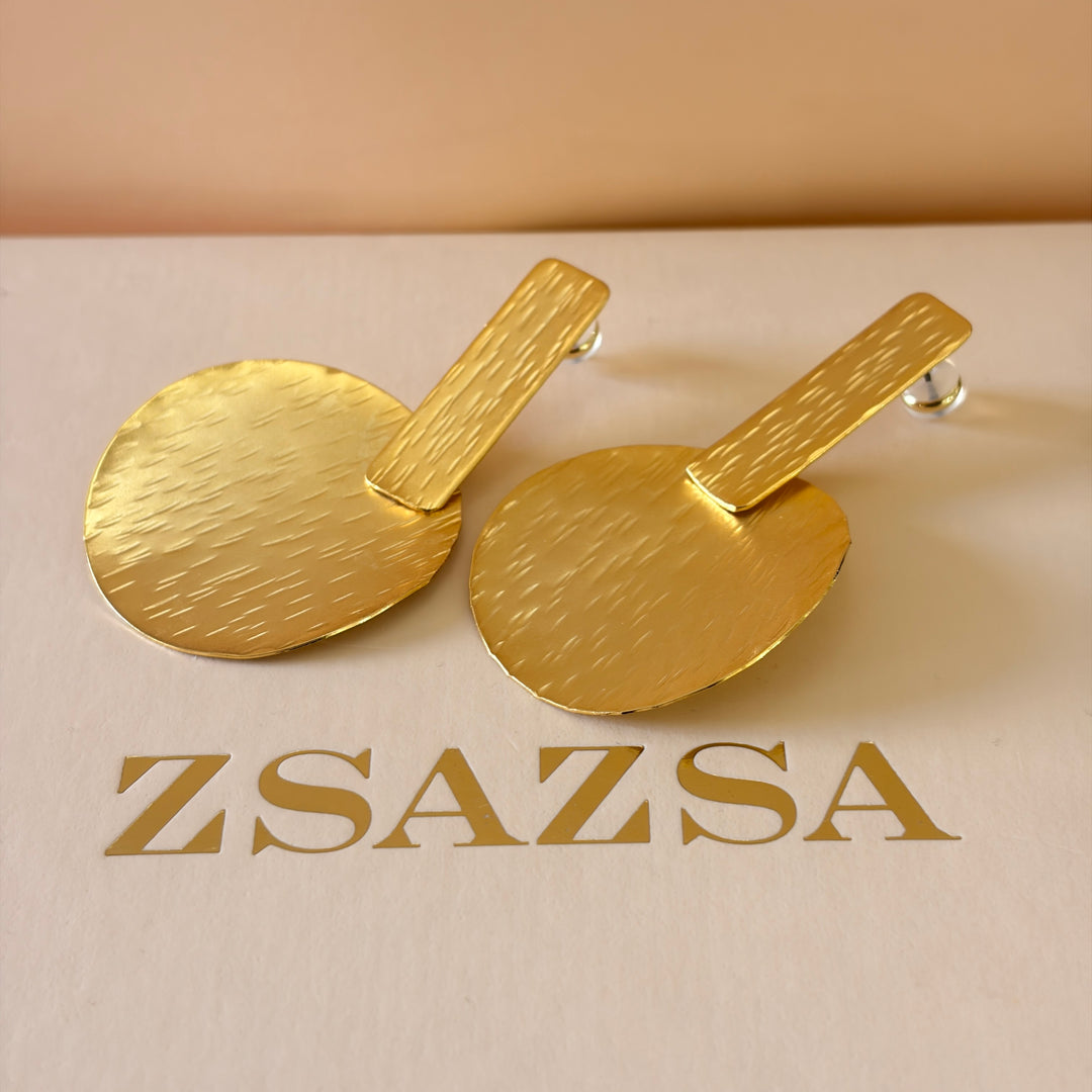 Handmade Geometrical Gold Earrings | Gold Plated | ZsaZsa
