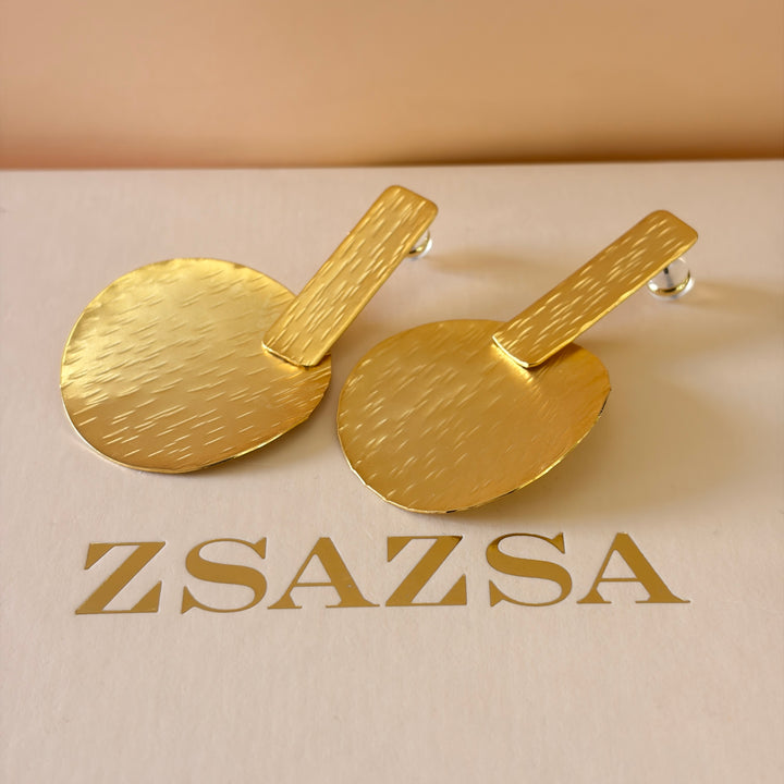 Handmade Geometrical Gold Earrings | Gold Plated | ZsaZsa