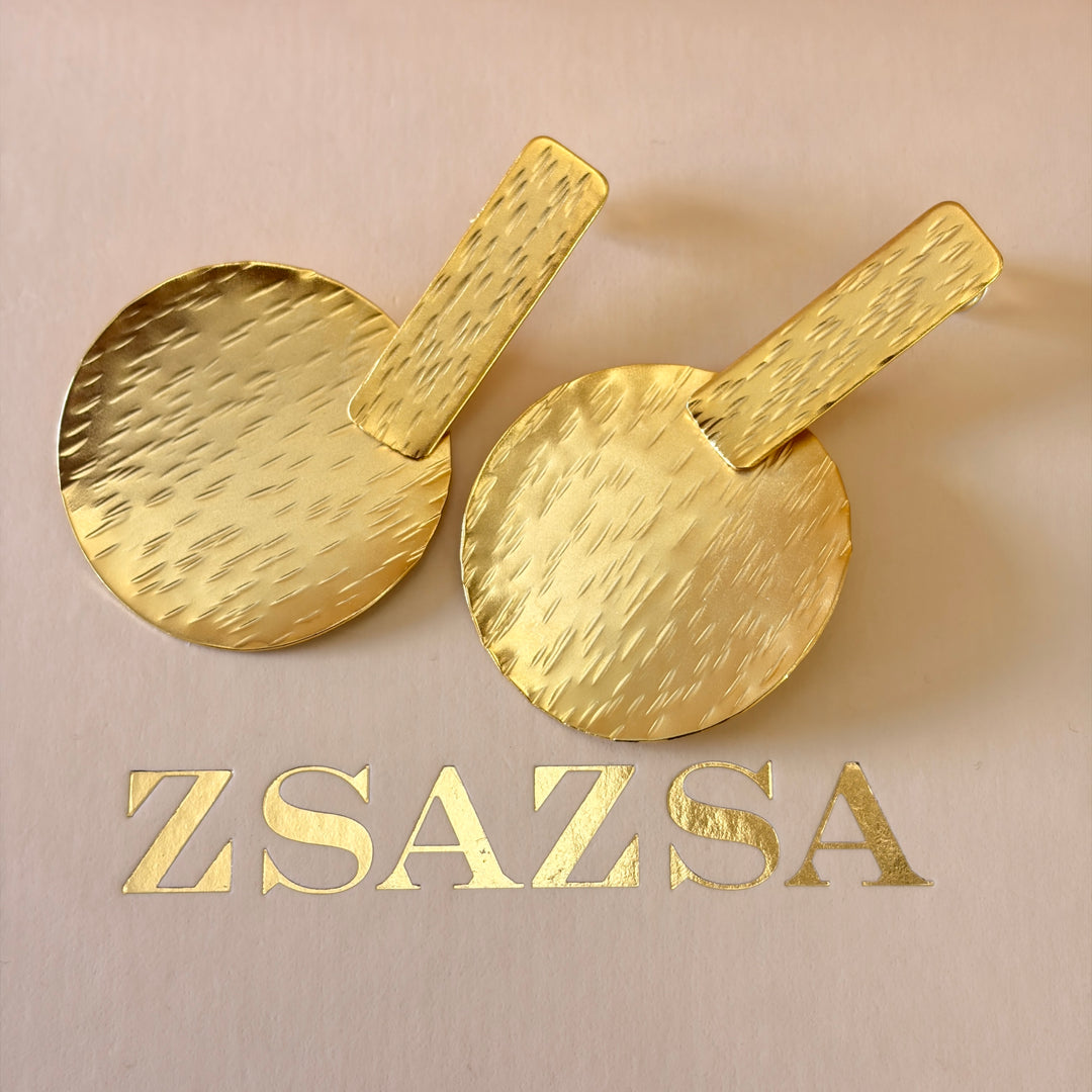 Handmade Geometrical Gold Earrings | Gold Plated | ZsaZsa