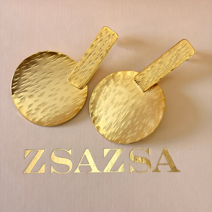Handmade Geometrical Gold Earrings | Gold Plated | ZsaZsa
